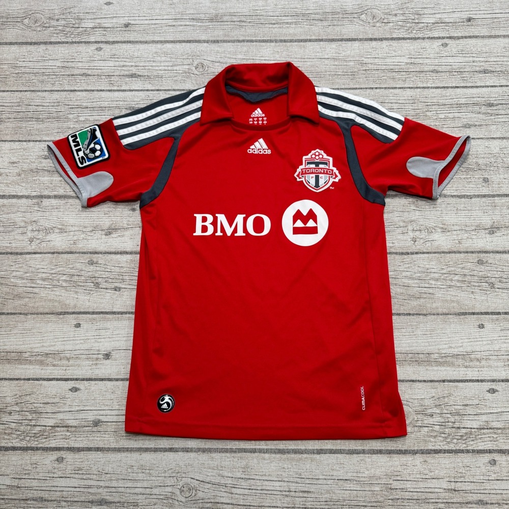 Y2K Adidas Toronto FC Soccer Jersey Youth Medium Red BMO Clima365 Football Gear